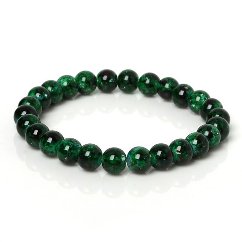 Bracelet en pierre synthétique vert foncé perles de 08 mm n°49