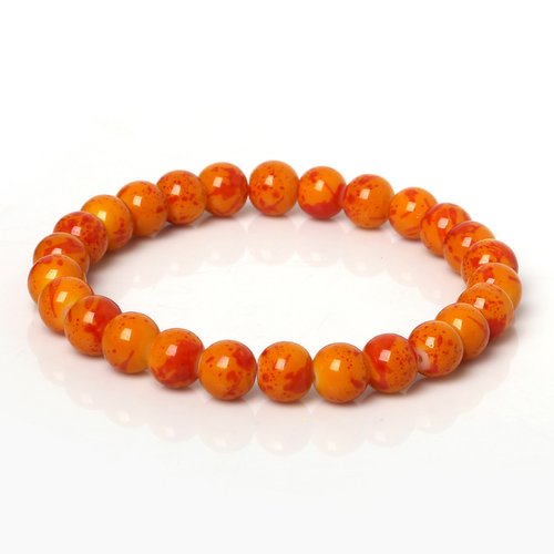 Bracelet en pierre synthétique orange perles de 08 mm n°50