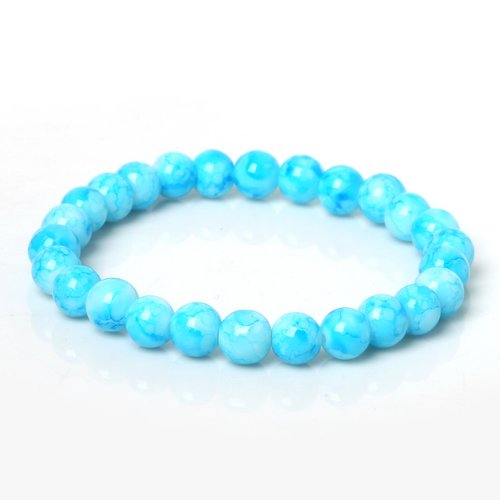 Bracelet en pierre synthétique turquoise perles de 08 mm n°51