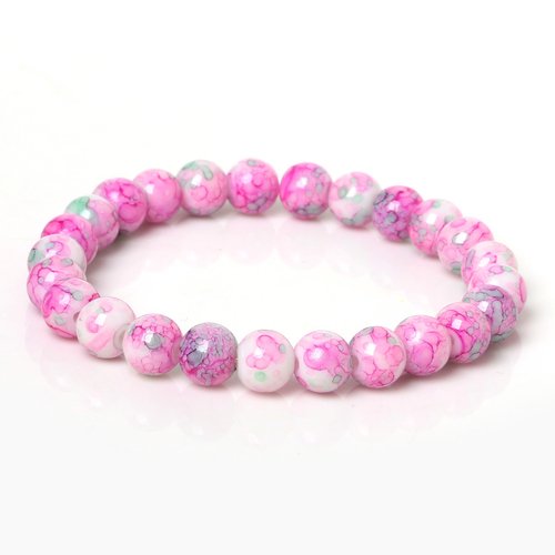 Bracelet en pierre synthétique rose perles de 08 mm n°53