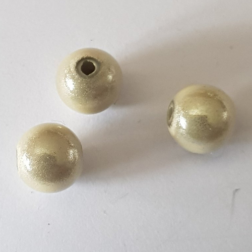 Perle magique ronde 14 mm crème x 2