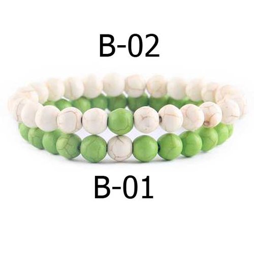 Bracelet en pierre bi-couleur perles de 08 mm n°b-01
