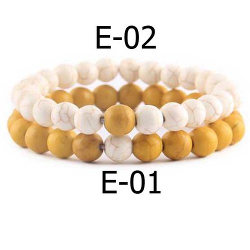 Bracelet en pierre bi-couleur perles de 08 mm n°e-02