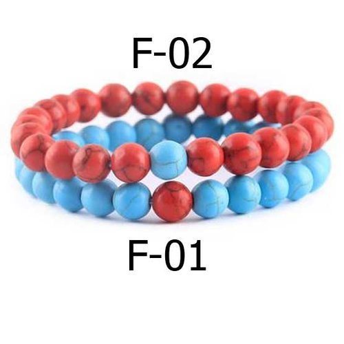 Bracelet en pierre bi-couleur perles de 08 mm n°f-01