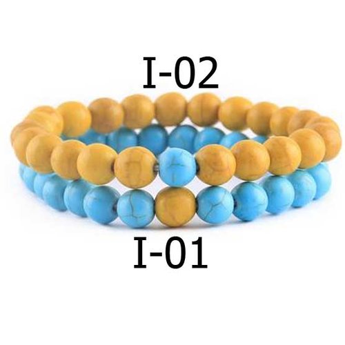 Bracelet en pierre bi-couleur perles de 08 mm n°i-01
