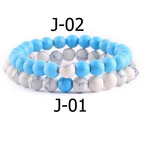 Bracelet en pierre bi-couleur perles de 08 mm n°j-02