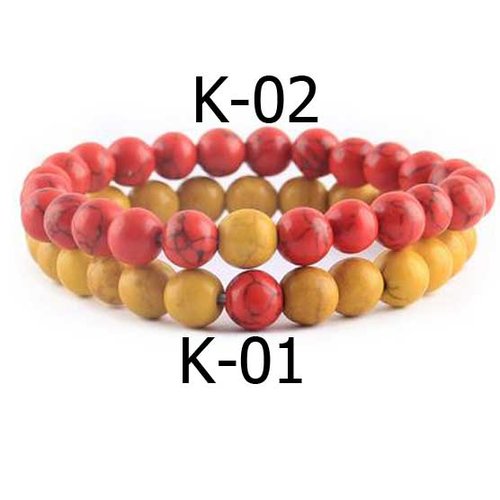 Bracelet en pierre bi-couleur perles de 08 mm n°k-01