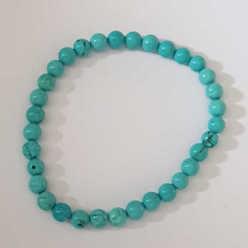Bracelet en pierre synthétique turquoise perles de 06 mm n°18