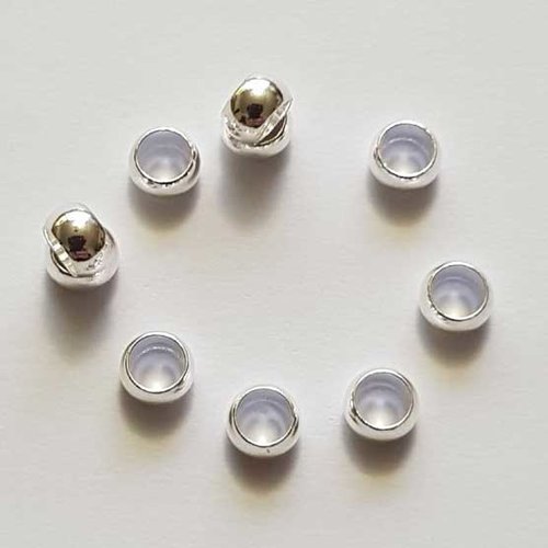 10 perles à écraser de 2 mm argent