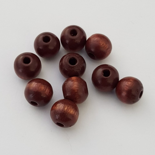 10 perles bois ronde 08 mm marron n°01