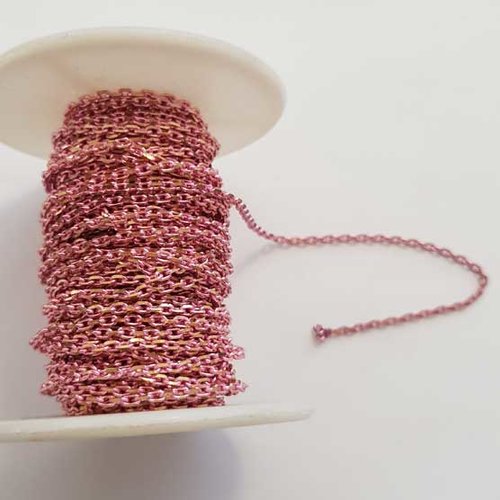1 mètre de chaine plate rose doré n°07 - 3 x 1 mm