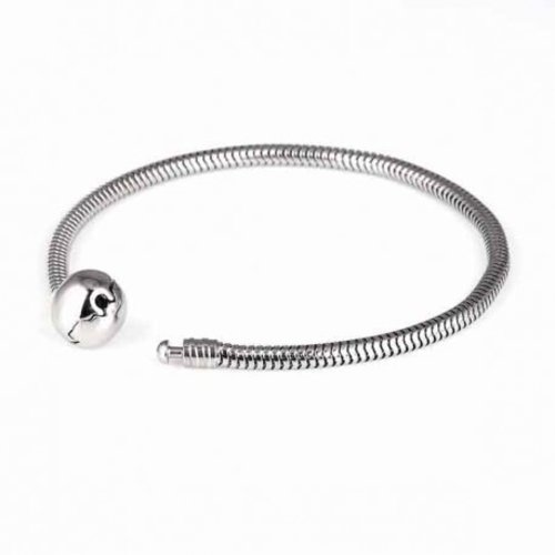 Bracelet acier inoxydable n°03 argent fermoir clip 20 cm