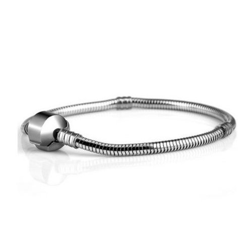 Bracelet acier inoxydable n°01 argent fermoir clip 22 cm
