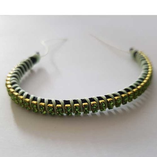 Bracelet fantaisie strass vert 2 rangs n°28