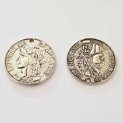 Breloque médaille pièce 23 mm argent-02