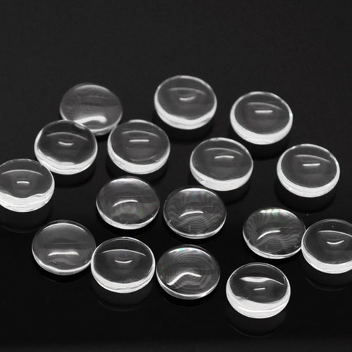 5 cabochons ronds 10 mm en verre loupe transparent n°02
