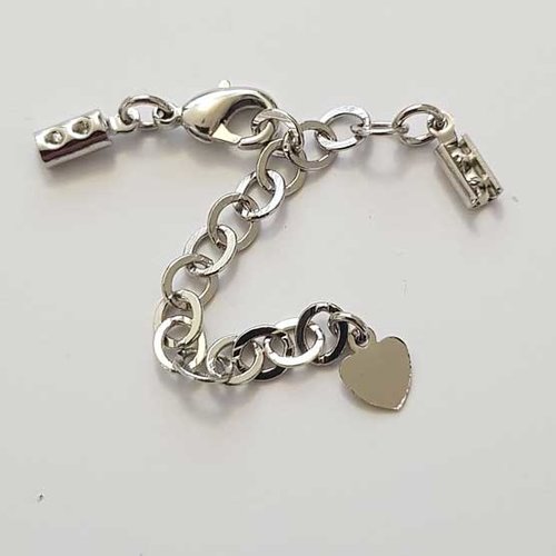 Chaîne d'extension et fermoir mousqueton argent 09