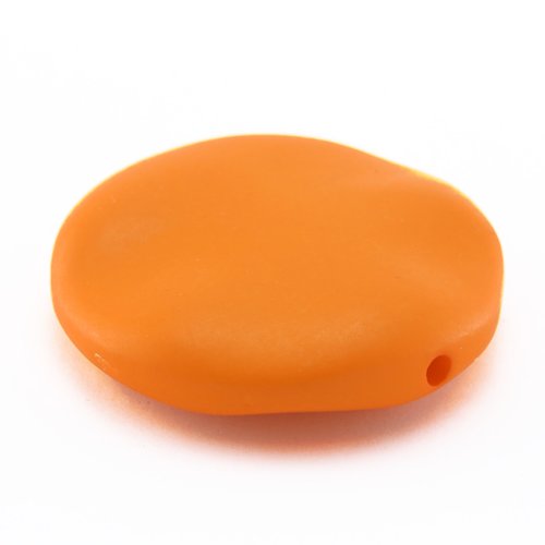 Galet plat résine rond 27 x 8 mm effet cuir orange