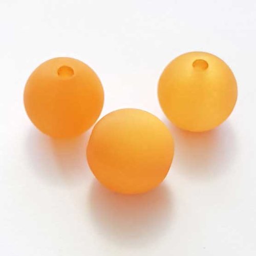 Perle polaris mat ronde 14 mm orange 01 x 1 pièce