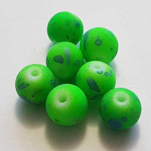 Perle ronde effet gomme tacheté 10 mm vert 01