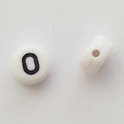Perle ronde lettre o blanc noir 7mm