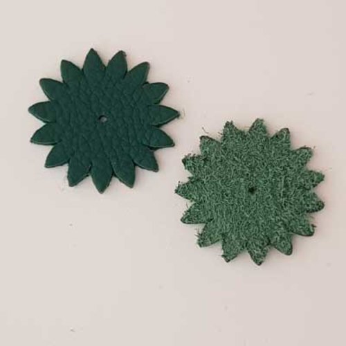Fleur en cuir etoile 34 mm vert n°03