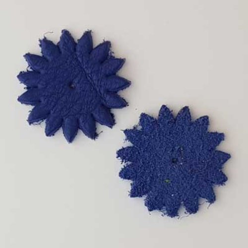 Fleur en cuir etoile 34 mm bleu n°01
