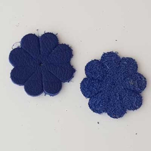 Fleur en cuir fleur 8 pétales 30 mm bleu n°02