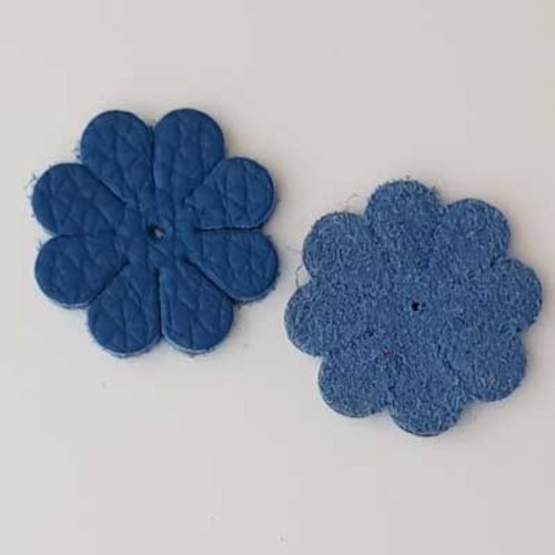 Fleur en cuir fleur 8 pétales 30 mm bleu n°04