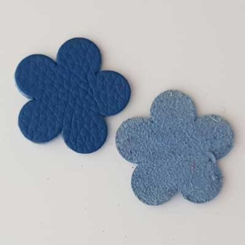 Fleur en cuir fleur 5 pétales 34 mm bleu n°01