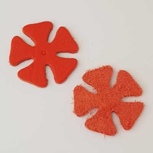 Fleur en cuir fleur 5 pétales 38 mm rouge n°07
