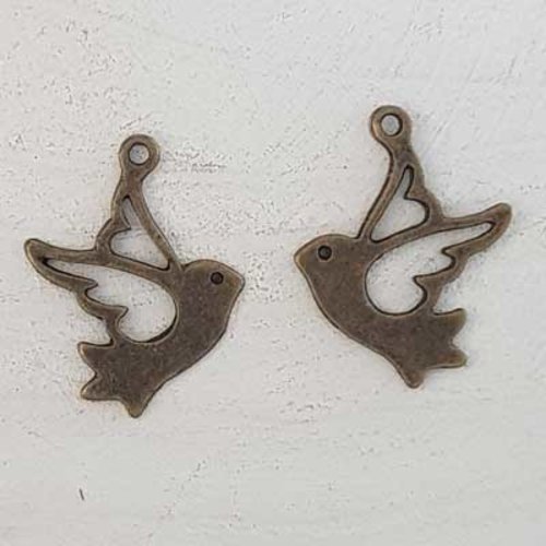 Breloque oiseaux n°17 bronze 17 x 17 mm