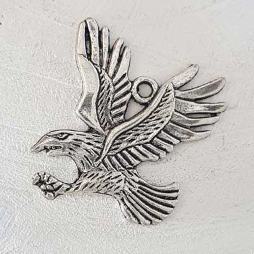 Breloque oiseau aigle n°02 argent 43 x 38 mm