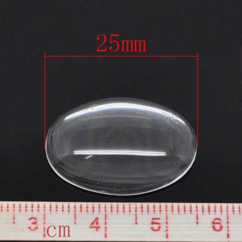 10 cabochons ovale 18 x 25 mm en verre loupe transparent n°19