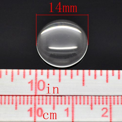 10 cabochons rond 14 mm en verre loupe transparent n°04