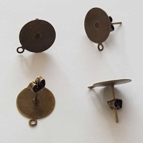 Supports boucle d'oreille puce ronde 12 mm n°01 bronze