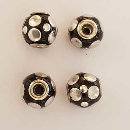 Perle ronde plastique noir 13 mm n°002