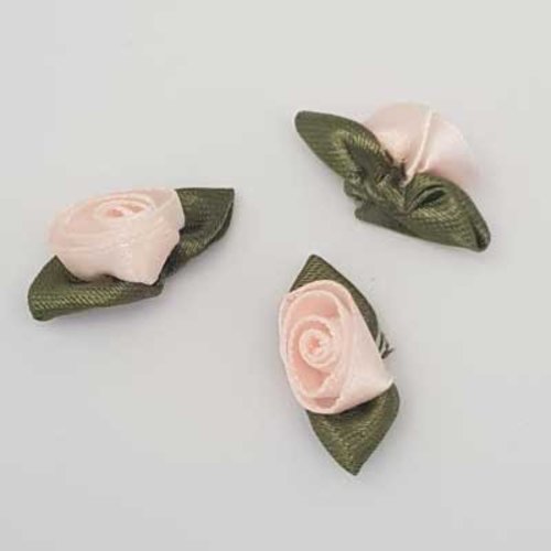 Fleur tissus bi couleur n°02 kaki rose