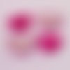 Cabochon coeur en tissus rose 33 x 22 mm n°10
