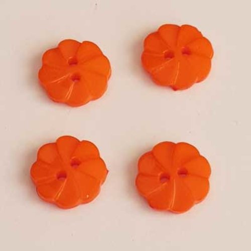 Boutons fantaisie, enfants, bébés motif fleur uni 13 mm n°01 orange