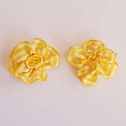 Fleur tissus à carreaux vichy jaune et blanc 25 mm n°04