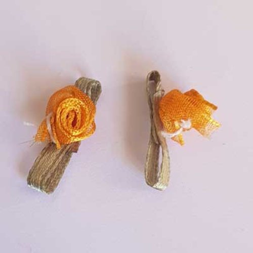 Fleur bicolore tissus orange 21 x 8 mm n°04