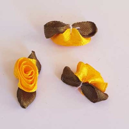 Fleur bi couleur tissus jaune 23 x 12 mm n°01