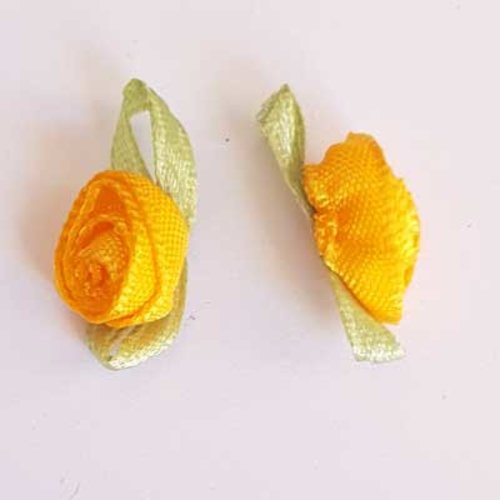 Fleur bi couleur tissus orange 27 x 12 mm n°01