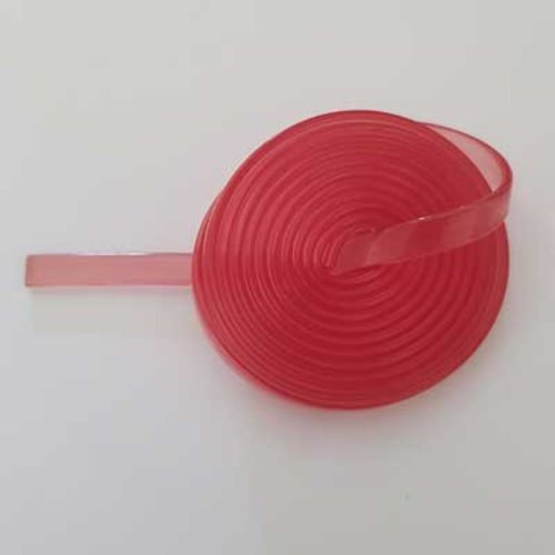 1 mètre cordon pvc plat 5.8 x 1.9 mm rouge translucide