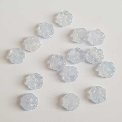 Perle verre fleur 9 mm bleu rayé