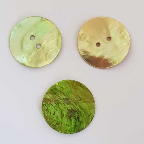 Bouton fantaisie rond coquillage nacre 25 mm n°05 vert pâle
