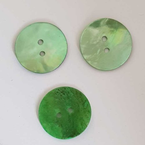 Bouton fantaisie rond coquillage nacre 25 mm n°13 vert d'eau