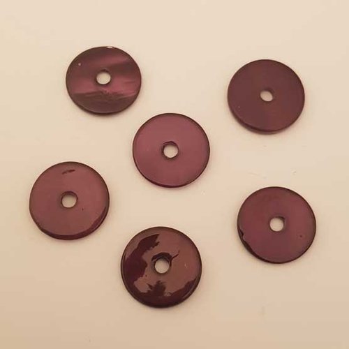 Perle plate anneau nacre 14 mm n°04 violet