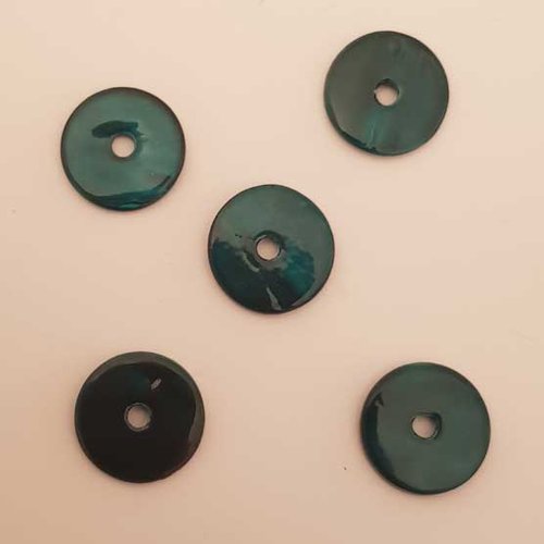 Perle plate anneau nacre 14 mm n°06 vert 01